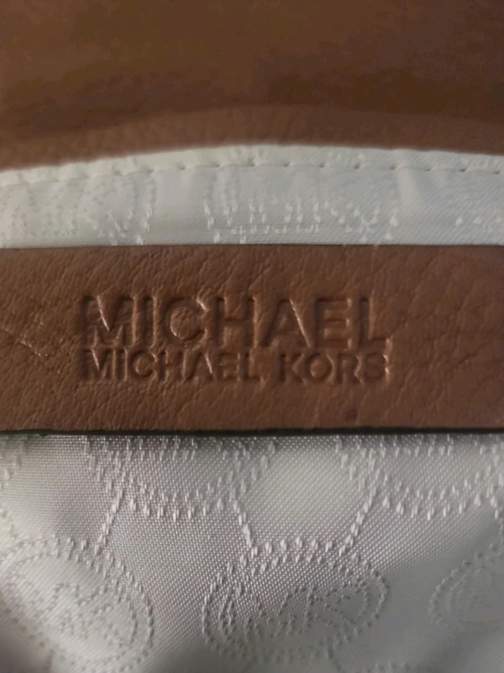 Michael Kors Brown Leather Crossbody with Gold MK Logo